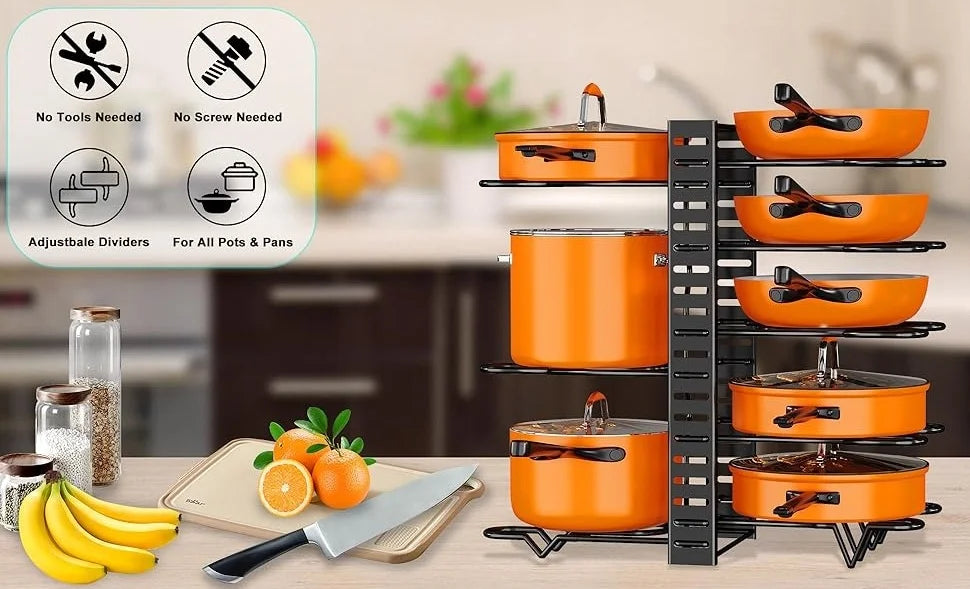 8 Tiers Pots and Pans Organizer,