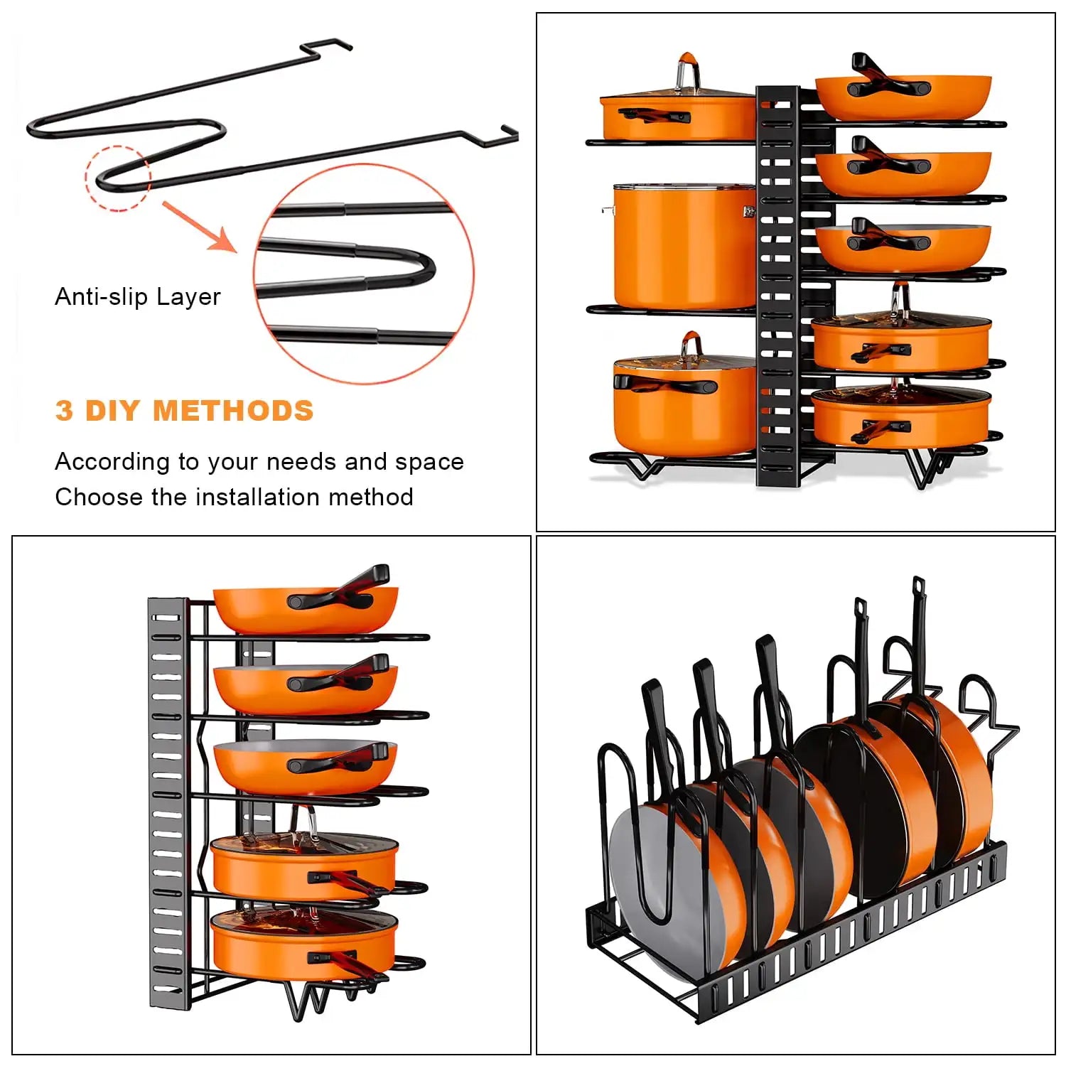 8 Tiers Pots and Pans Organizer,