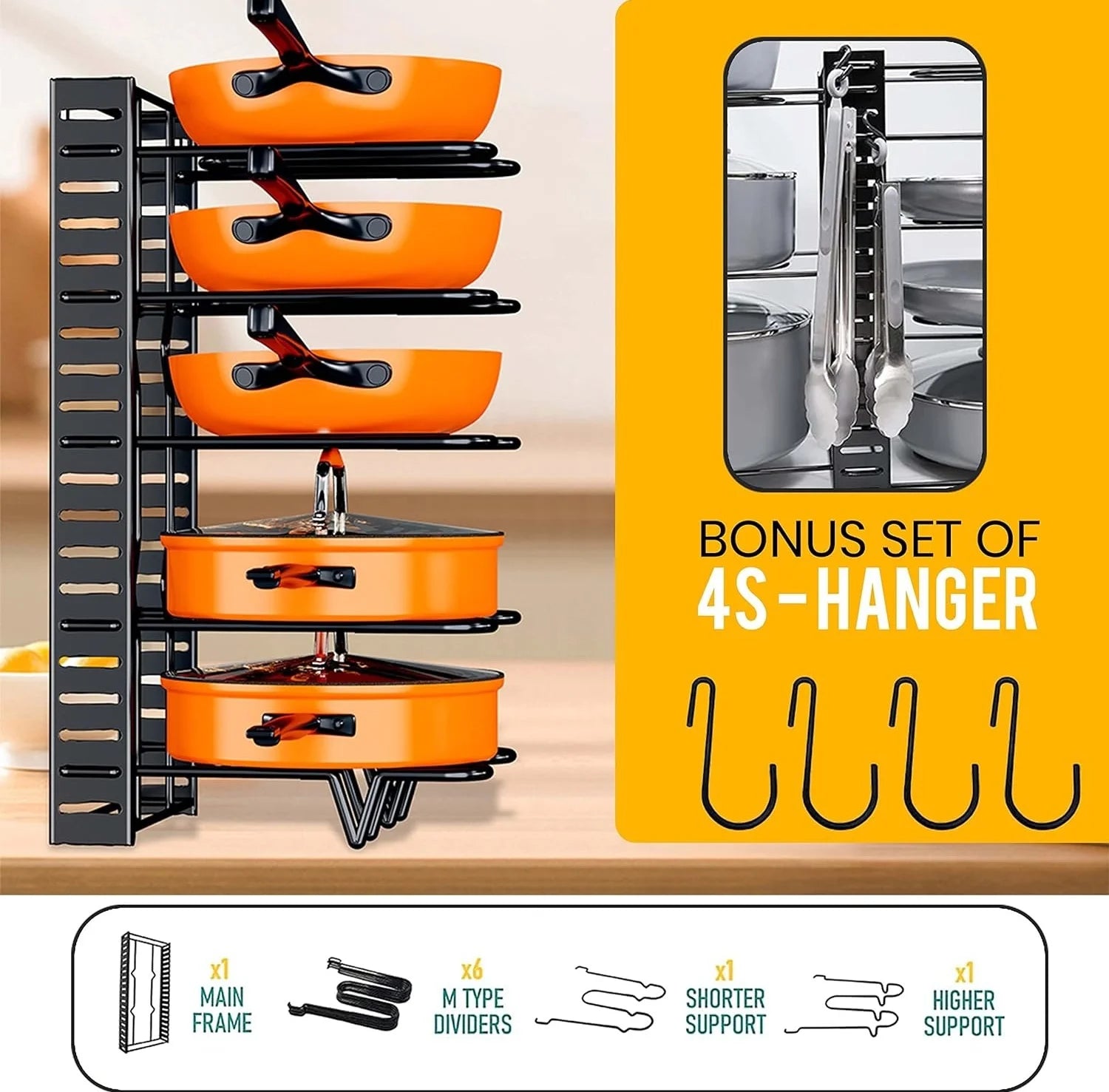 8 Tiers Pots and Pans Organizer,